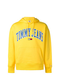 gelber bedruckter Pullover mit einem Kapuze von Tommy Jeans