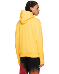 gelber bedruckter Pullover mit einem Kapuze von DSQUARED2