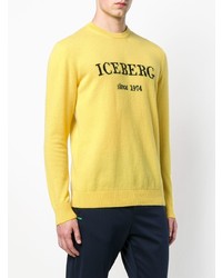 gelber bedruckter Pullover mit einem Rundhalsausschnitt von Iceberg