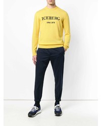 gelber bedruckter Pullover mit einem Rundhalsausschnitt von Iceberg