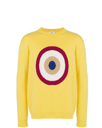 gelber bedruckter Pullover mit einem Rundhalsausschnitt von Circled Be Different
