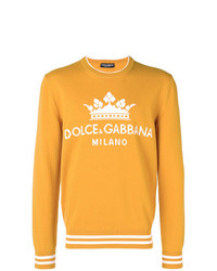 gelber bedruckter Pullover mit einem Rundhalsausschnitt von Dolce & Gabbana