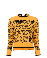gelber bedruckter Pullover mit einem Rundhalsausschnitt von Fendi