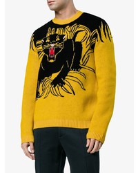 gelber bedruckter Pullover mit einem Rundhalsausschnitt von Gucci