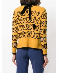 gelber bedruckter Pullover mit einem Rundhalsausschnitt von Fendi