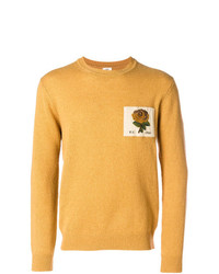 gelber bedruckter Pullover mit einem Rundhalsausschnitt von Kent & Curwen