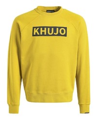 gelber bedruckter Pullover mit einem Rundhalsausschnitt von khujo