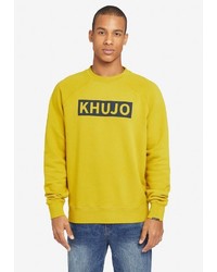 gelber bedruckter Pullover mit einem Rundhalsausschnitt von khujo