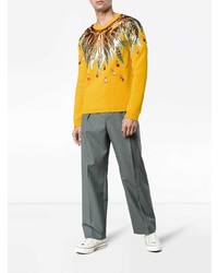 gelber bedruckter Pullover mit einem Rundhalsausschnitt von Gucci