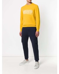 gelber bedruckter Pullover mit einem Rundhalsausschnitt von Z Zegna