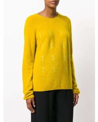 gelber bedruckter Pullover mit einem Rundhalsausschnitt von Suzusan