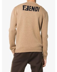 gelber bedruckter Pullover mit einem Rundhalsausschnitt von Fendi