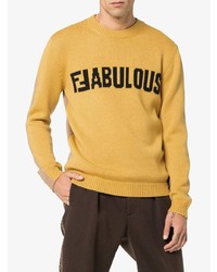 gelber bedruckter Pullover mit einem Rundhalsausschnitt von Fendi