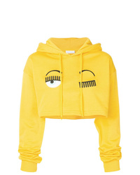 gelber bedruckter Pullover mit einer Kapuze von Chiara Ferragni