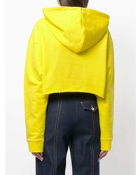 gelber bedruckter Pullover mit einer Kapuze von MSGM