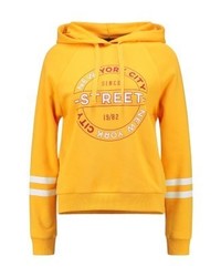 gelber bedruckter Pullover mit einer Kapuze von Gina Tricot