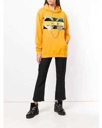 gelber bedruckter Pullover mit einer Kapuze von Nil & Mon