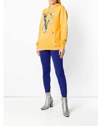 gelber bedruckter Pullover mit einer Kapuze von Versace Jeans