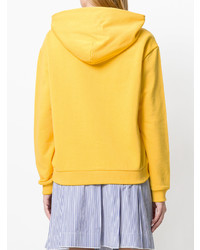 gelber bestickter Pullover mit einer Kapuze von Mira Mikati