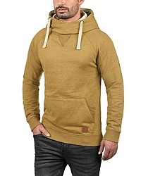 gelber Fleece-Pullover mit einem Kapuze von BLEND