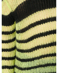gelber horizontal gestreifter Pullover mit einem Rundhalsausschnitt von McQ