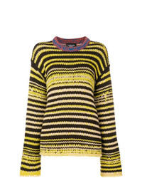 gelber horizontal gestreifter Pullover mit einem Rundhalsausschnitt von Calvin Klein 205W39nyc