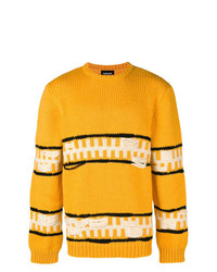 gelber horizontal gestreifter Pullover mit einem Rundhalsausschnitt von Calvin Klein 205W39nyc