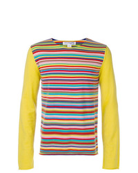 gelber horizontal gestreifter Pullover mit einem Rundhalsausschnitt von Comme Des Garçons Shirt Boys