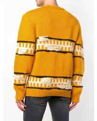 gelber horizontal gestreifter Pullover mit einem Rundhalsausschnitt von Calvin Klein 205W39nyc