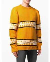 gelber horizontal gestreifter Pullover mit einem Rundhalsausschnitt von Calvin Klein 205W39nyc