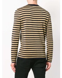 gelber horizontal gestreifter Pullover mit einem Rundhalsausschnitt von Saint Laurent