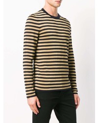 gelber horizontal gestreifter Pullover mit einem Rundhalsausschnitt von Saint Laurent