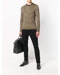 gelber horizontal gestreifter Pullover mit einem Rundhalsausschnitt von Saint Laurent