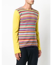 gelber horizontal gestreifter Pullover mit einem Rundhalsausschnitt von Comme Des Garçons Shirt Boys