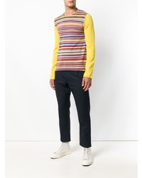 gelber horizontal gestreifter Pullover mit einem Rundhalsausschnitt von Comme Des Garçons Shirt Boys