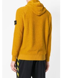 gelber Pullover mit einem Kapuze von Stone Island