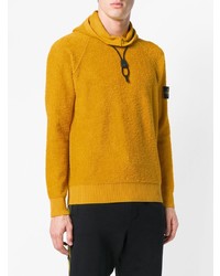 gelber Pullover mit einem Kapuze von Stone Island