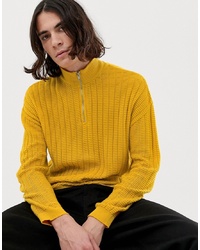 gelber Pullover mit einem Reißverschluss am Kragen von ASOS DESIGN