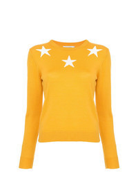 gelber Pullover mit einem Rundhalsausschnitt mit Sternenmuster