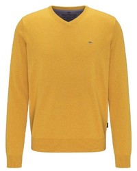 gelber Pullover mit einem V-Ausschnitt von Fynch Hatton