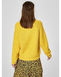 gelber Strick Oversize Pullover von Selected Femme