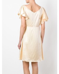 gelbes ausgestelltes Kleid aus Seide von Saint Laurent