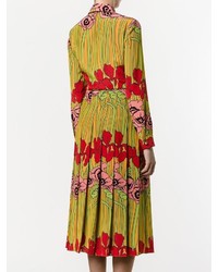 gelbes ausgestelltes Kleid mit Blumenmuster von Gucci