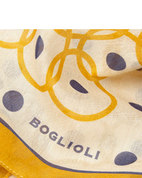 gelbes bedrucktes Einstecktuch von Boglioli