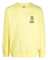 gelbes bedrucktes Fleece-Sweatshirt von Moschino
