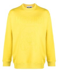 gelbes bedrucktes Fleece-Sweatshirt von Moschino