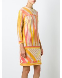 gelbes bedrucktes gerade geschnittenes Kleid von Emilio Pucci Vintage