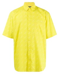 gelbes bedrucktes Kurzarmhemd von Balenciaga