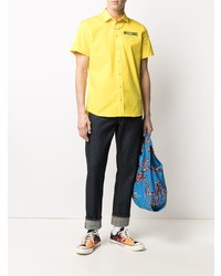 gelbes bedrucktes Kurzarmhemd von Moschino