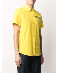 gelbes bedrucktes Kurzarmhemd von Moschino